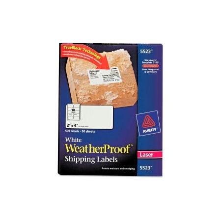 Avery Dennison LABEL, WETHRPRF, WH, 500PK 5523